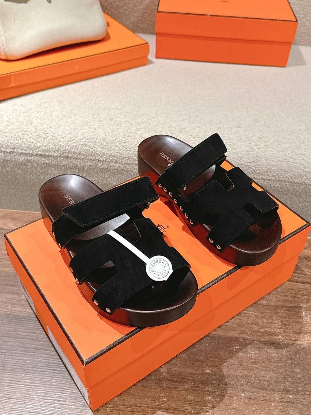 Hermes wooden sole sandals-13